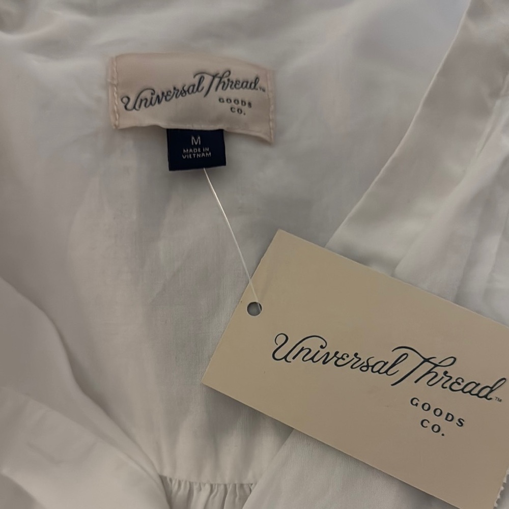 Universal Thread Women's Popover Short Sleeve Blouse White M - Picture 4 of 4